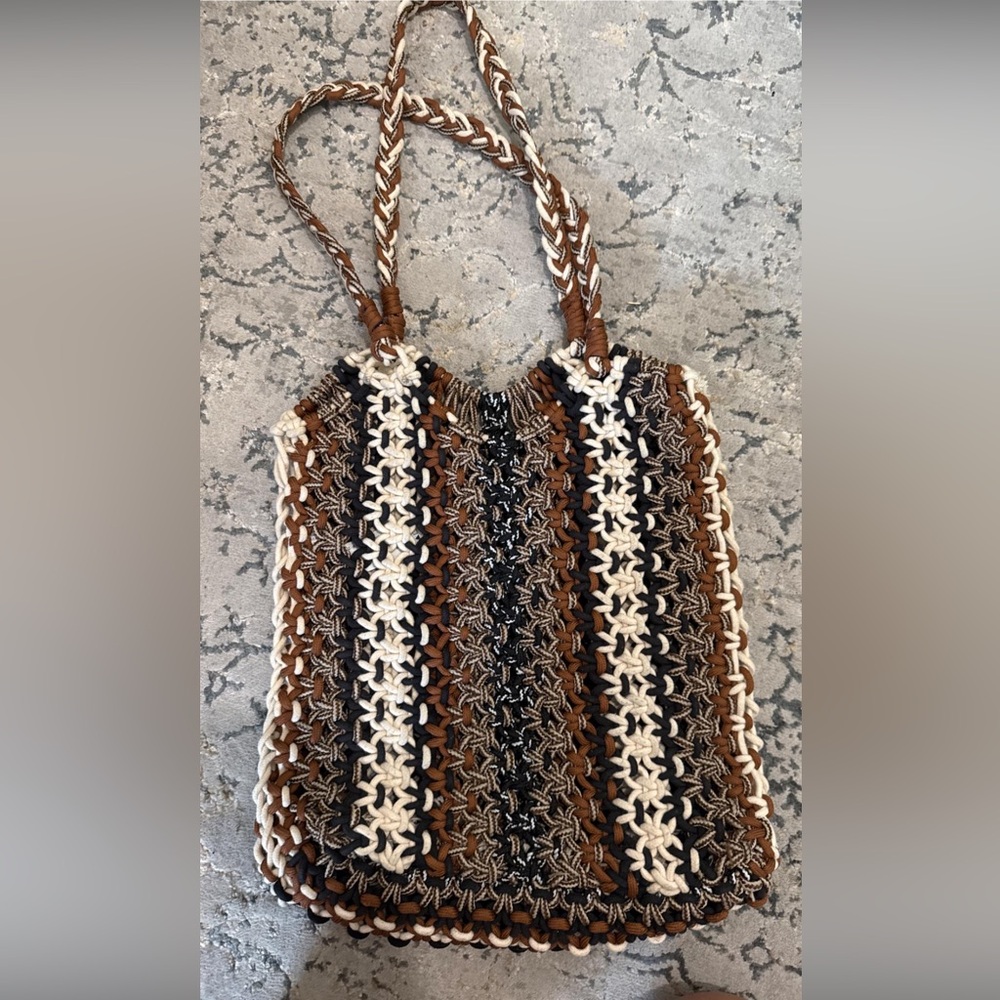 Zara Multicolor Woven Tote Bag